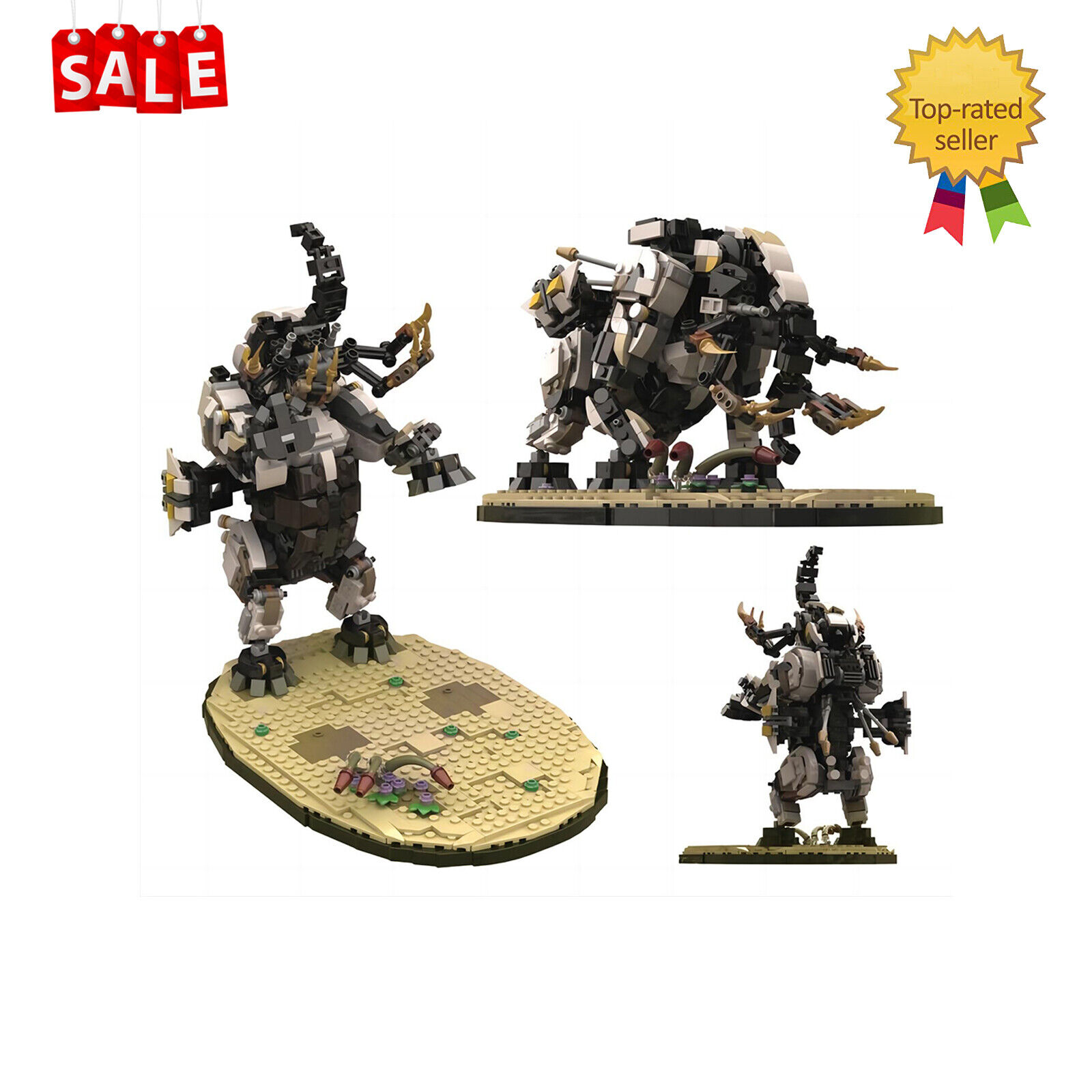 Custom MOC: C9226 Game Monster: Tremortusk with Terrain Stand 1203 Parts-ZITIANYOUBUILD