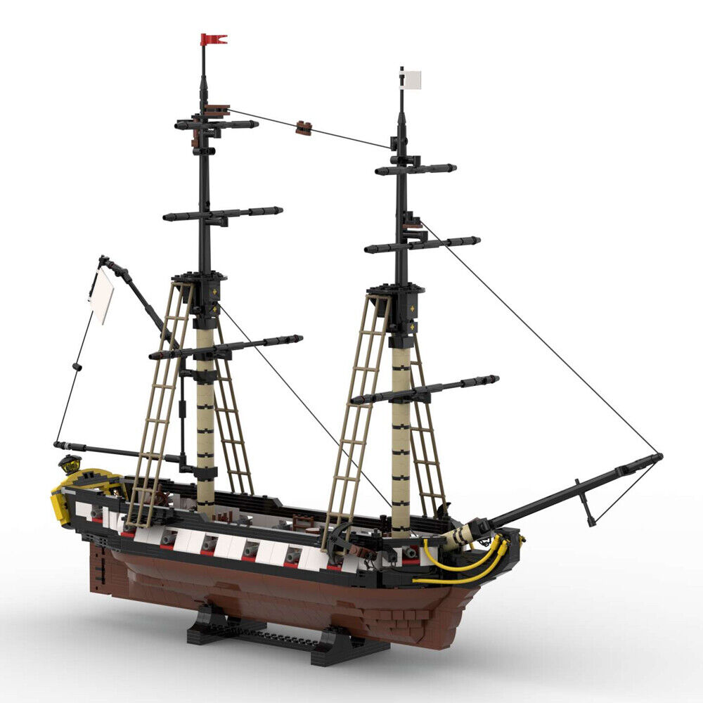 MOC-76499 Brig / 18-gun Flush-deck Brig-sloop for Pirates Theme 1690 Parts-ZITIANYOUBUILD