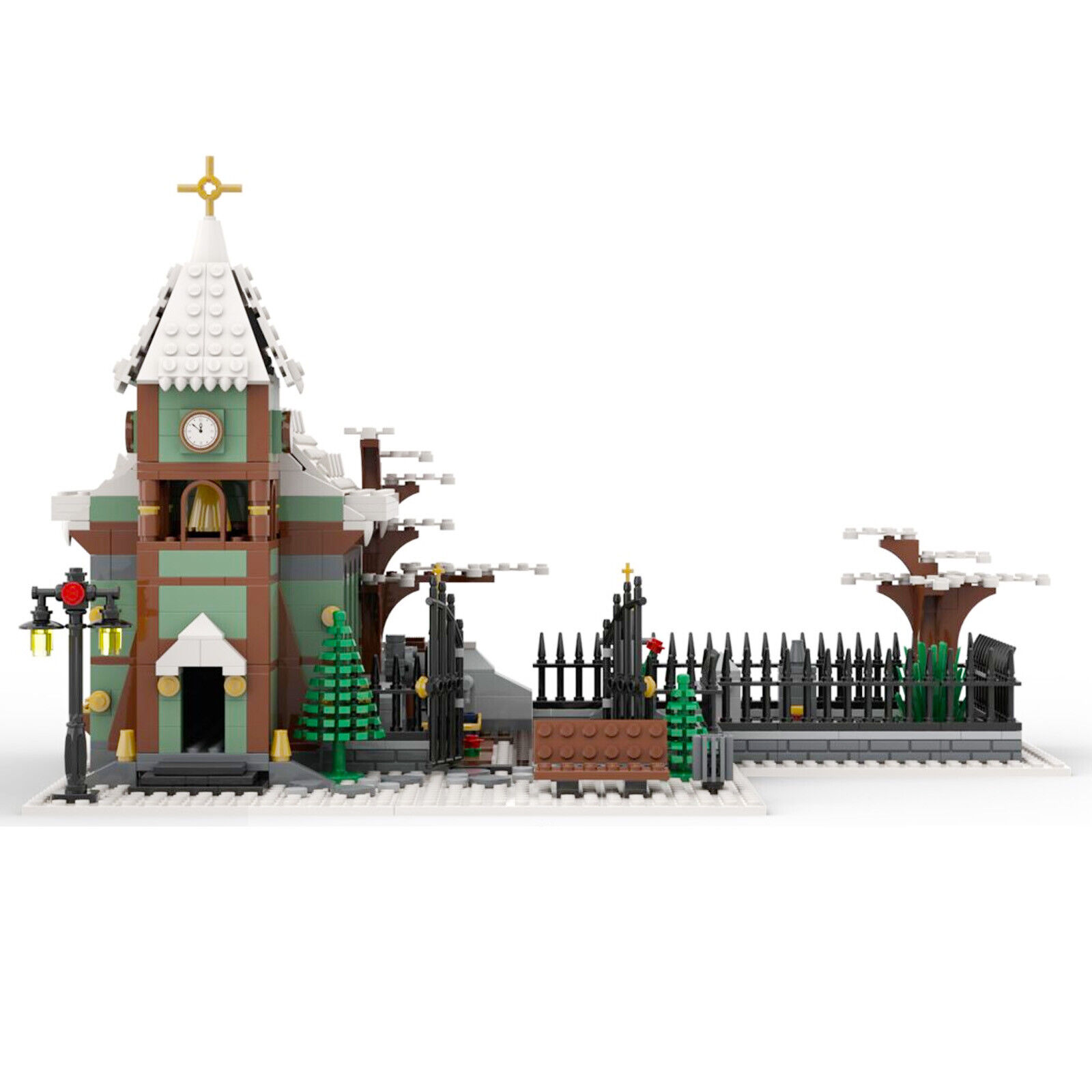 ZITIANYOUBUILD Custom MOC: C5088 Winter Village Church with Graveyard 906 Parts-ZITIANYOUBUILD
