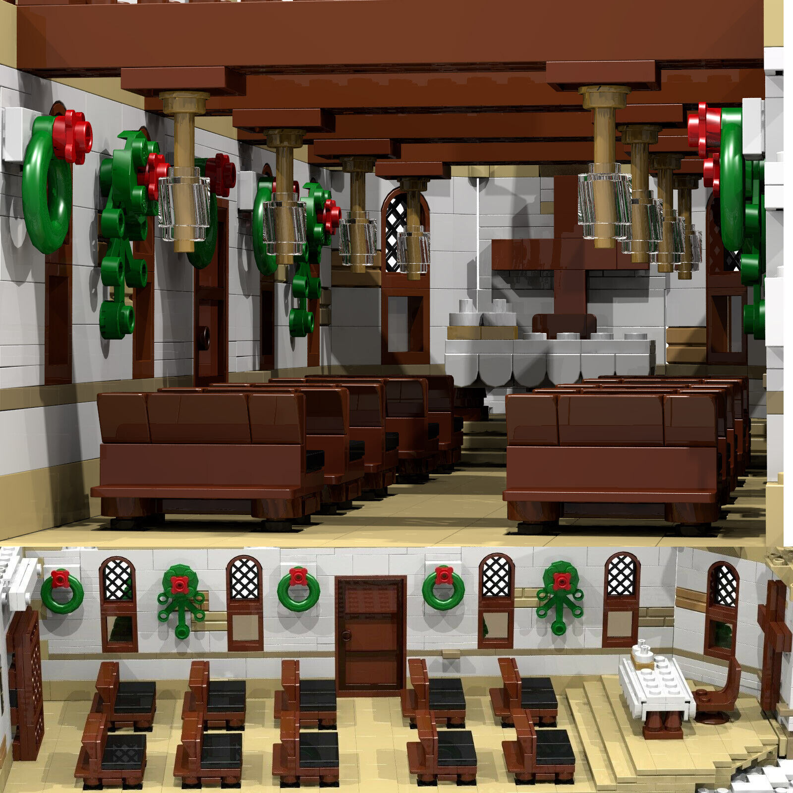 Custom MOC: MOC-6195 Winter Village Church Modular Buildings Gift for Christmas-ZITIANYOUBUILD