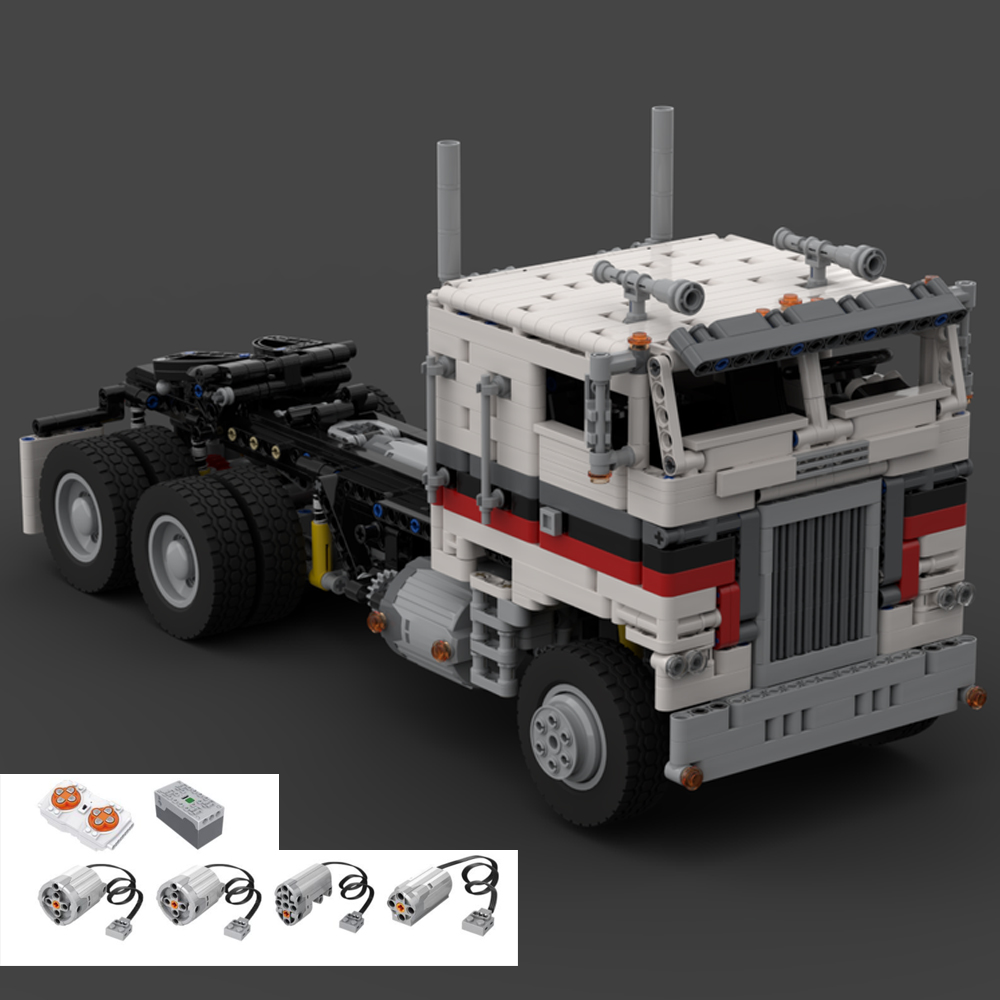 MOC-104414 Freightliner FLA Cabover Full RC Truck with full suspension and Rotating V6 piston engine 1664 Parts