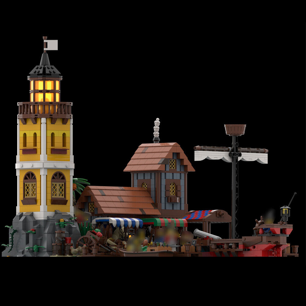MOC-152423 Modular Harbor Medieval Architecture for Pirates World 2155 Parts-ZITIANYOUBUILD