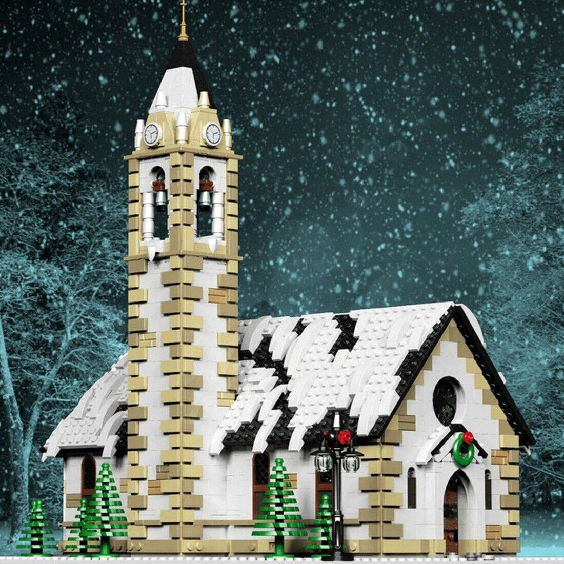 Custom MOC: MOC-6195 Winter Village Church Modular Buildings Gift for Christmas-ZITIANYOUBUILD