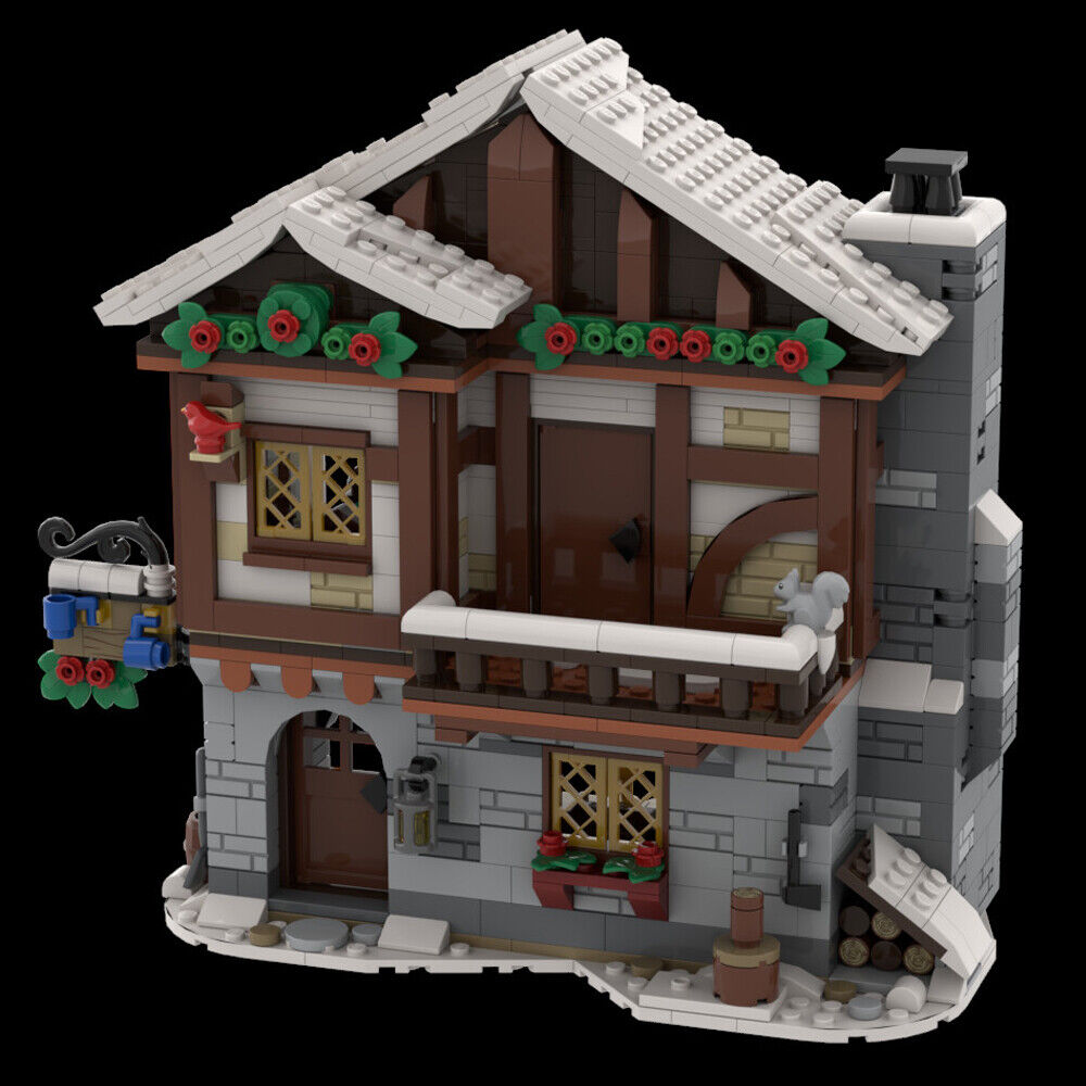 MOC-161102 Winter Village: Mediaval Tarvern Chalet for Christmas 1115 Parts-ZITIANYOUBUILD