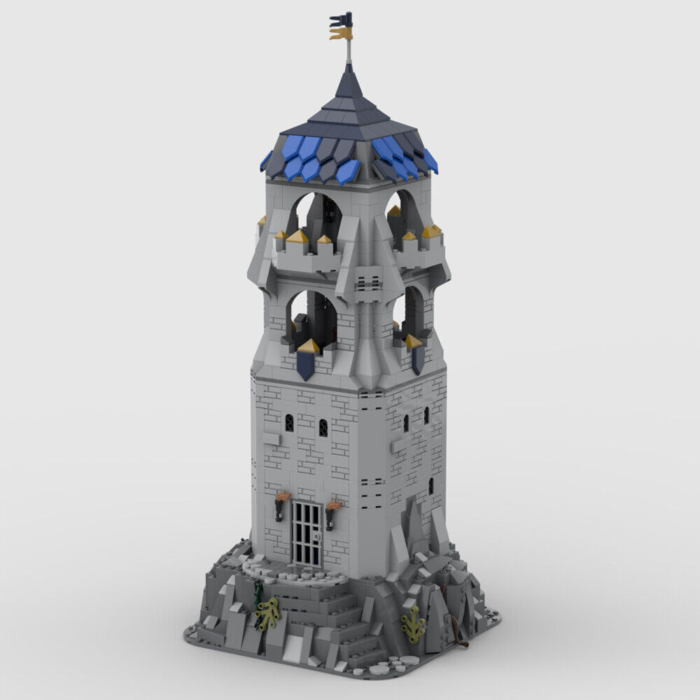 MOC-151395 Medieval Castle: Watch Tower - Modular with Full Interior 1420 Parts-ZITIANYOUBUILD