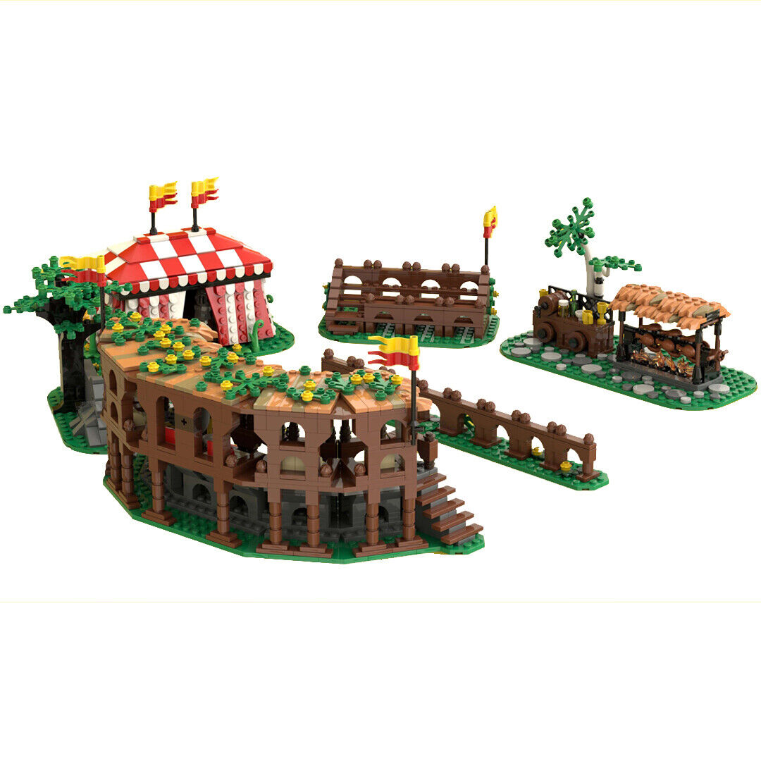 MOC-132180 6x Builds Grandstand Wooden Stand Tent Torunament Fence 1882 Parts-ZITIANYOUBUILD
