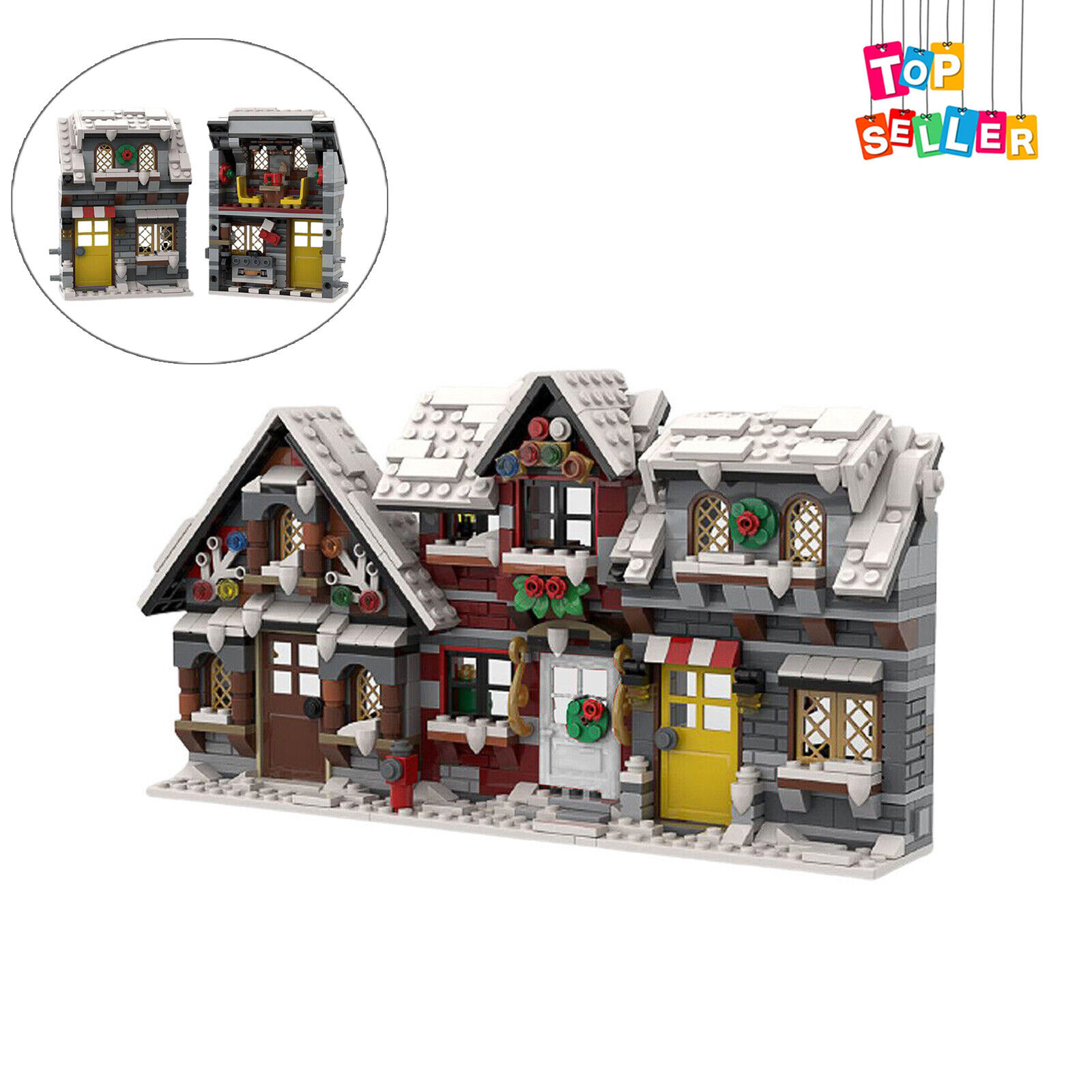 C6135 Three Little Winter Houses 821 Parts for Christmas Gift | for Collection-ZITIANYOUBUILD