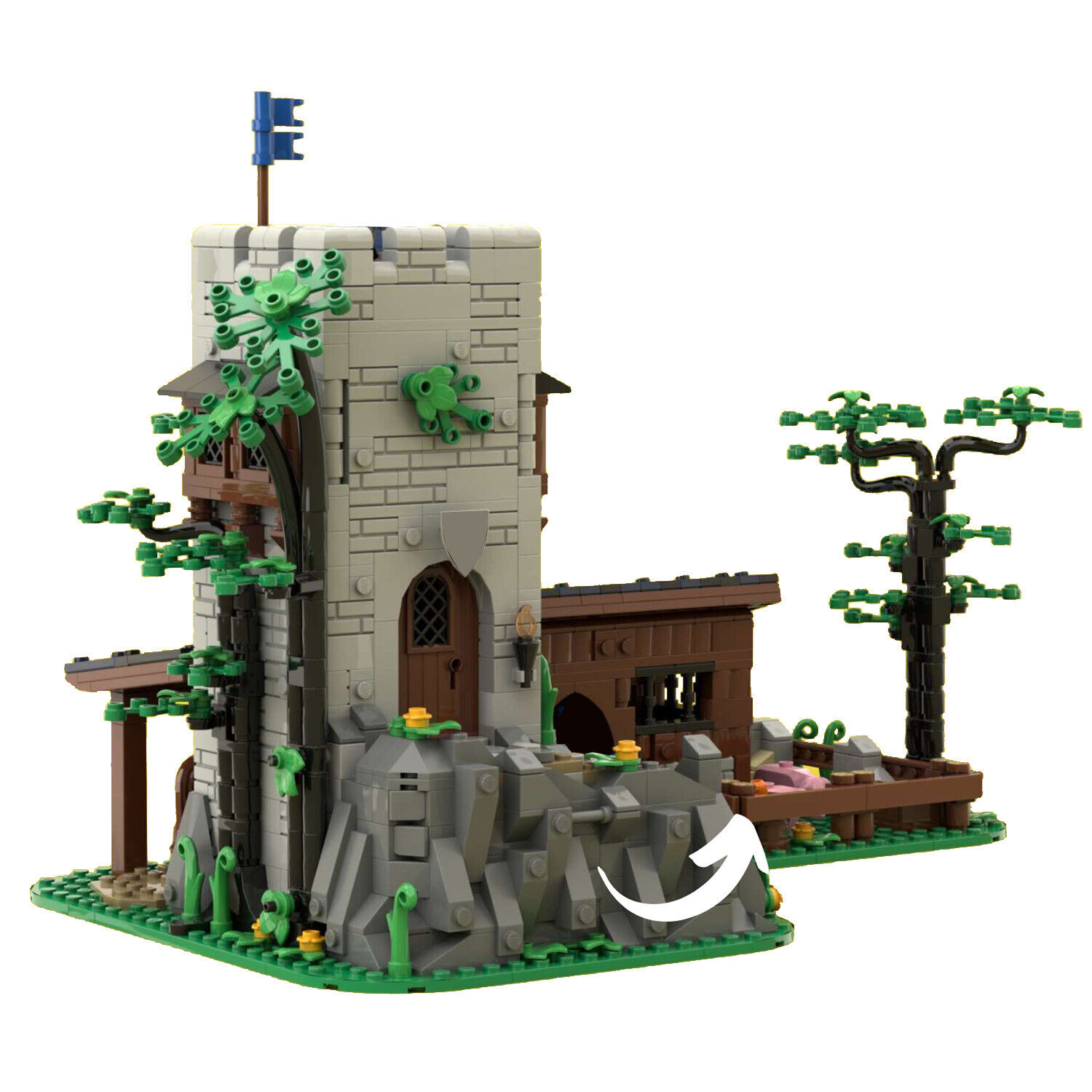 MOC-144453 Watchtower with Cottage and Crypt Expansion for Castle 1403 Parts-ZITIANYOUBUILD
