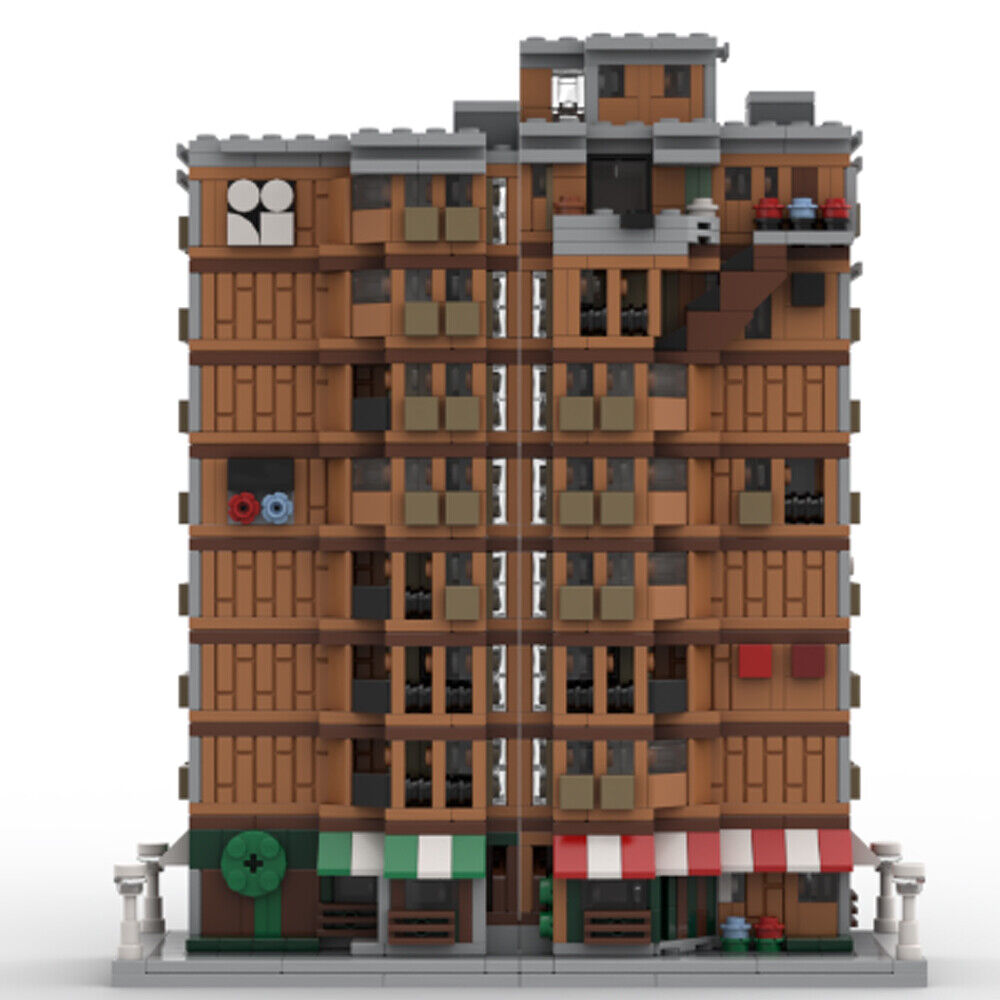 MOC-153217 Modular Apartment Building Blocks Street View Set 1472 Parts Gift-ZITIANYOUBUILD