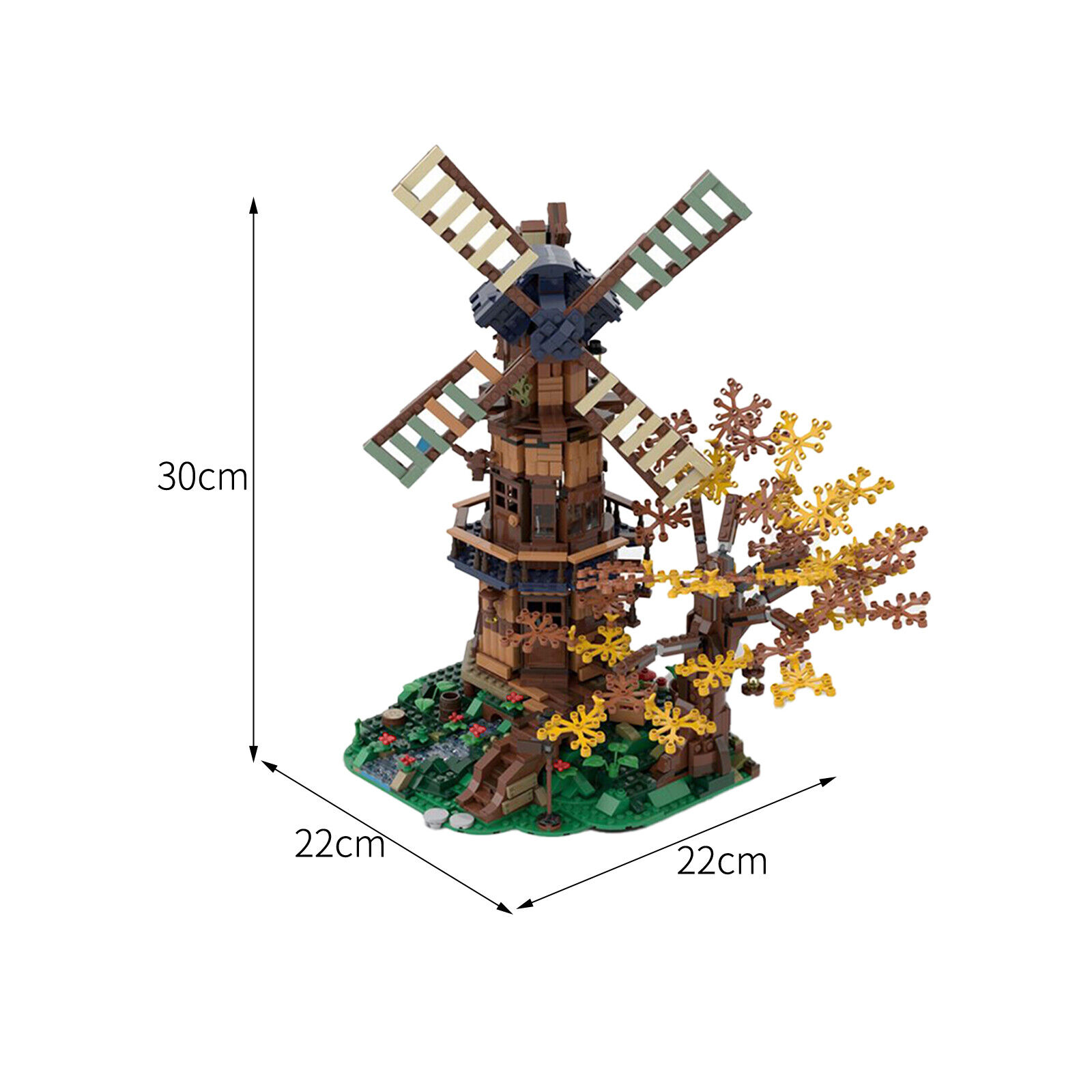 C6142 Modular Building: Mill with a Small River and a Tree 1778 Parts-ZITIANYOUBUILD