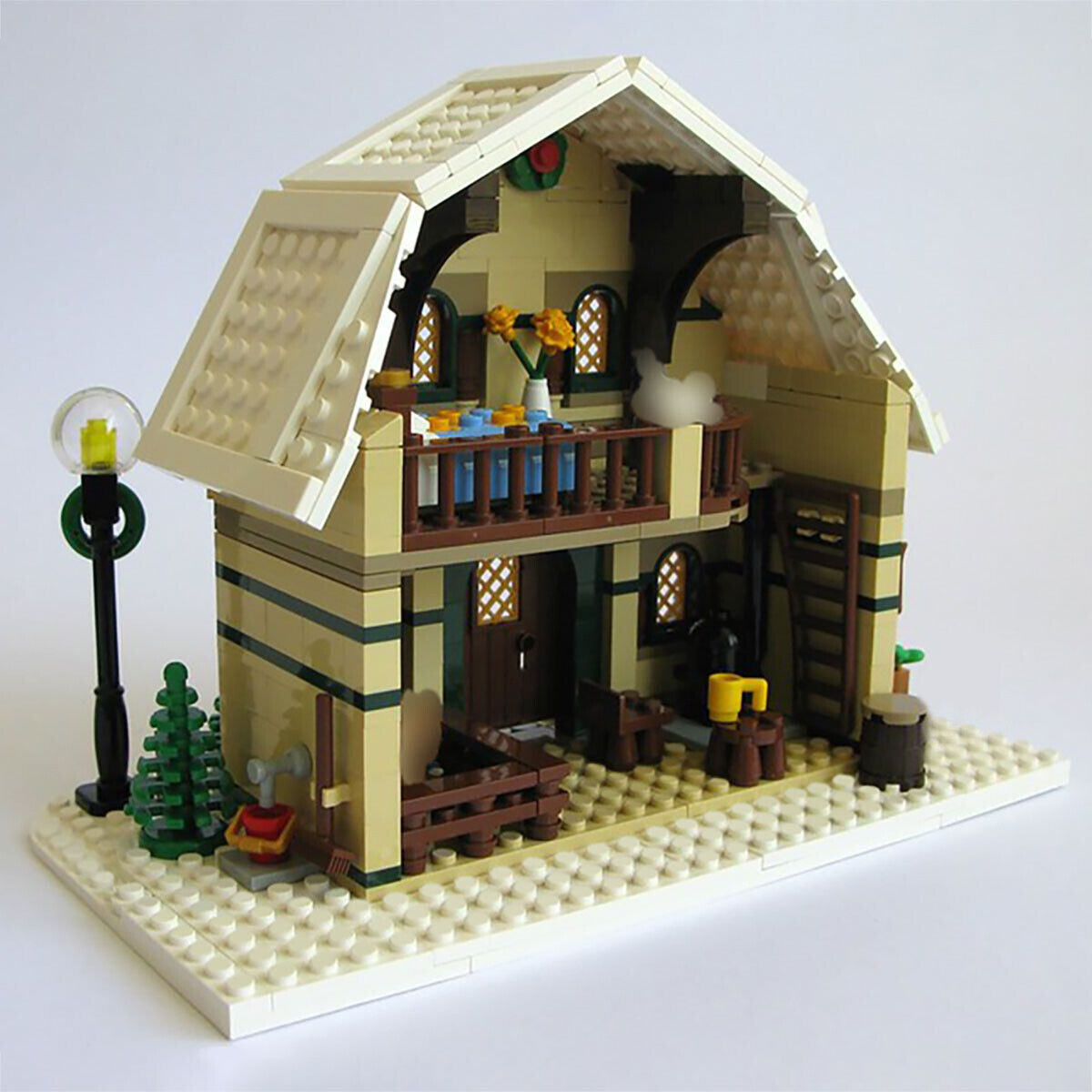 C413 Modular Building: House and Barn for Winter Village Series 746 Parts-ZITIANYOUBUILD