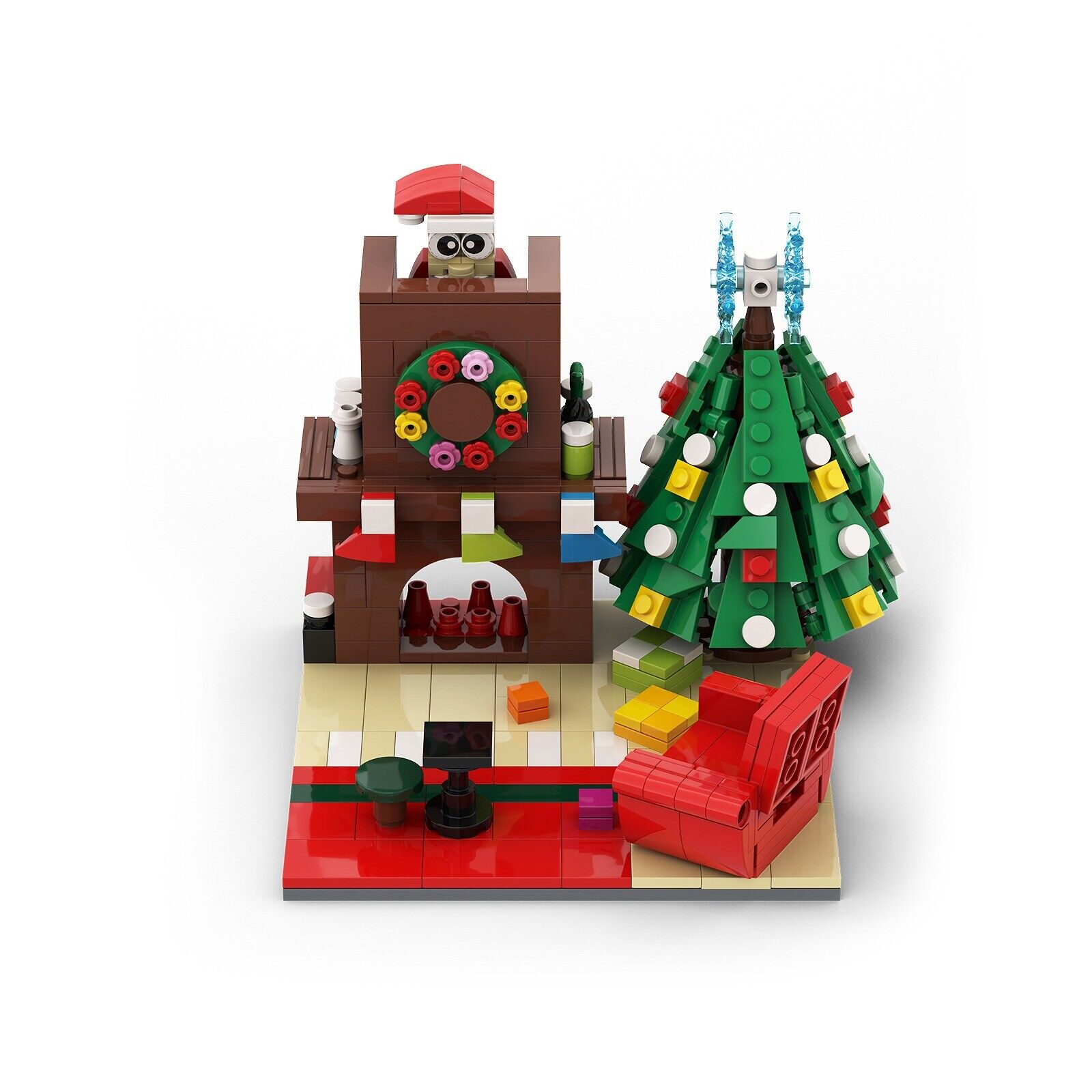 Custom MOC: C7414 Christmas Fireplace Scenes 359 Parts Gift for Kids-ZITIANYOUBUILD