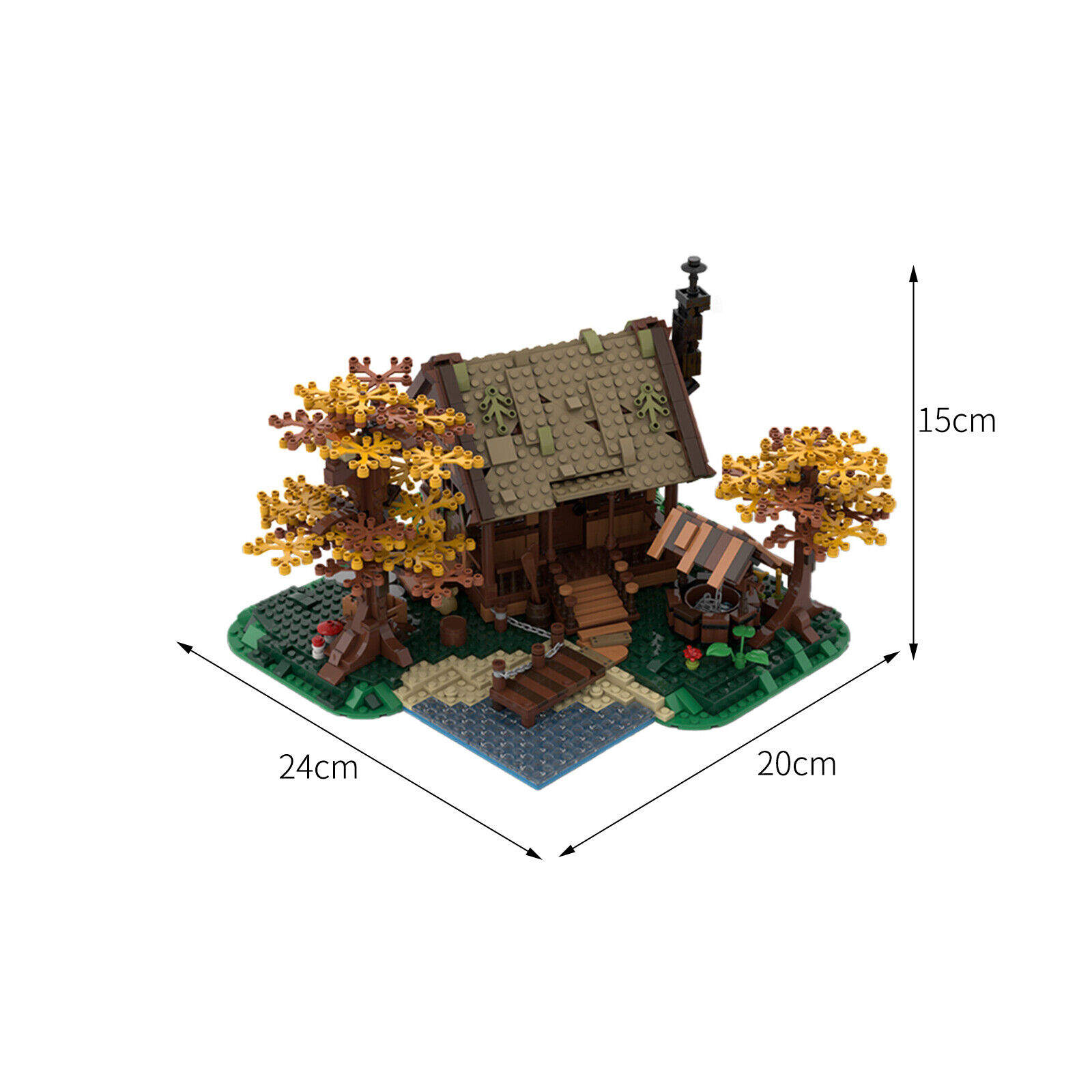 C7378 Modular Building: Hut Cabin Model with Interior and Tree 1371 Parts-ZITIANYOUBUILD