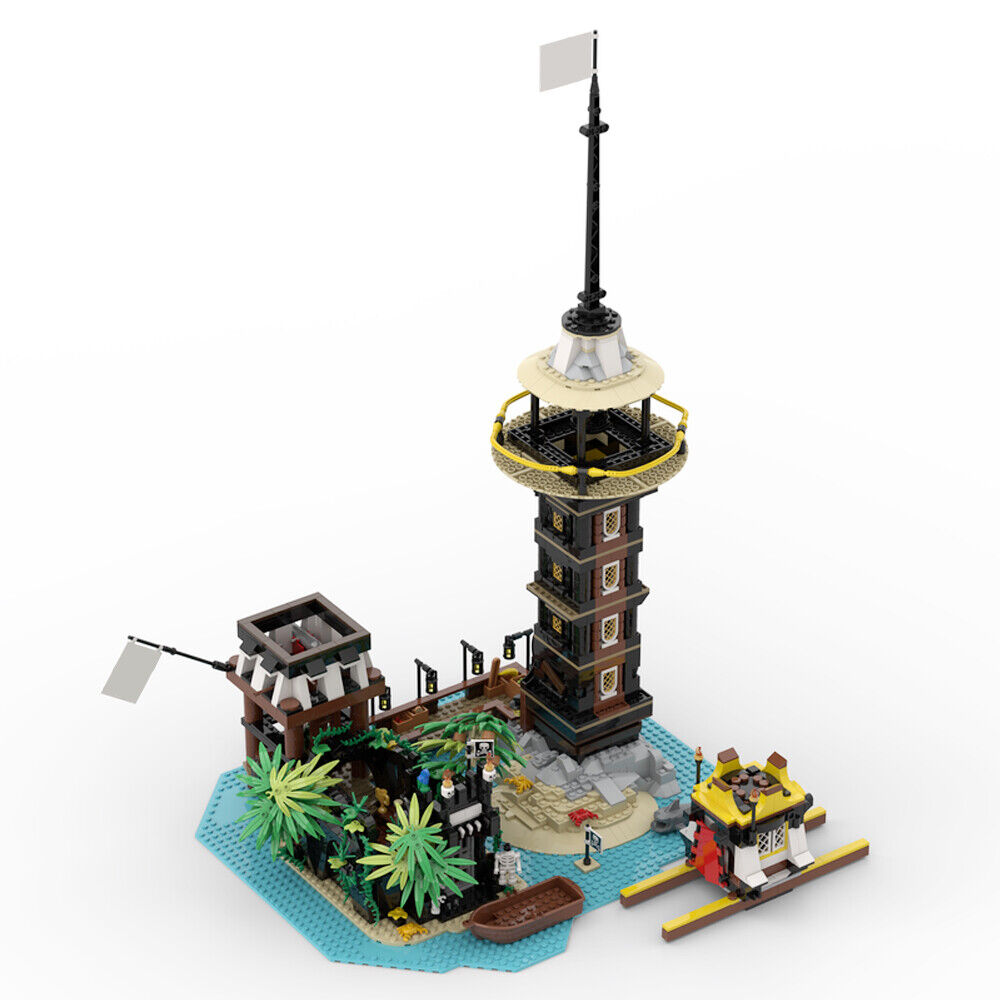 MOC-41424 Lighthouse Fortress Watchtower for 21322 Bay Building Kit 1990 Parts-ZITIANYOUBUILD