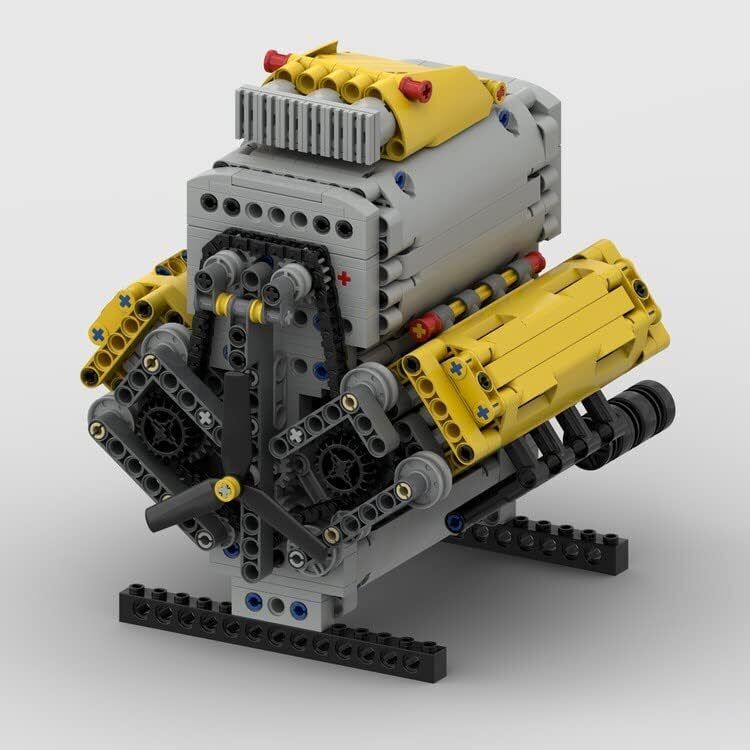 MOC-60662 V8 Engine with Roots Supercharger, Camshaft & Covers 945 Parts-ZITIANYOUBUILD