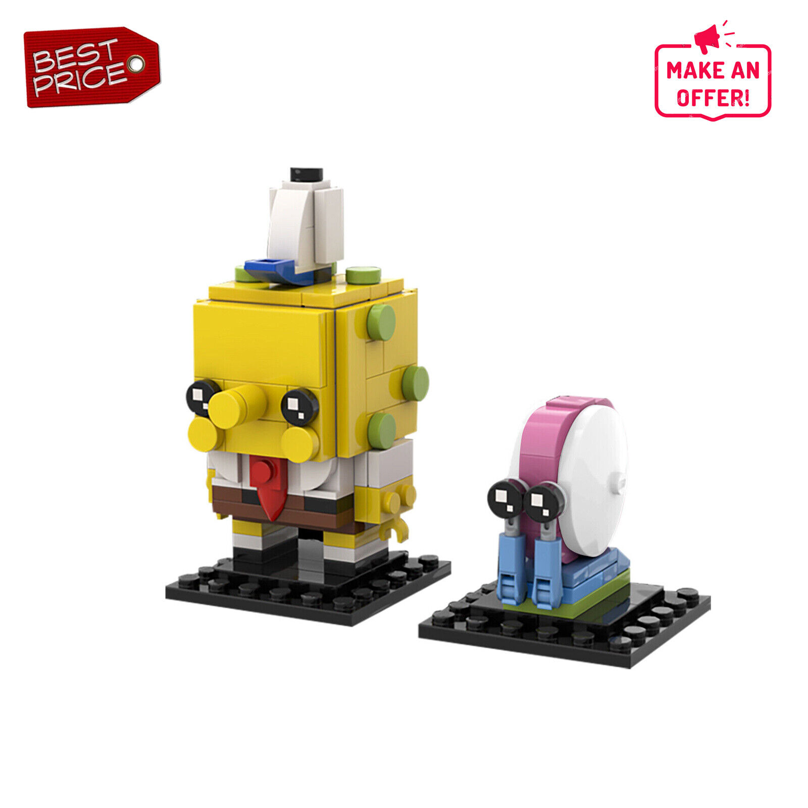 C5747 Cartoon Characters B_r--ic-k-h-e-adz and Snail 154 Parts Creative Toys-ZITIANYOUBUILD