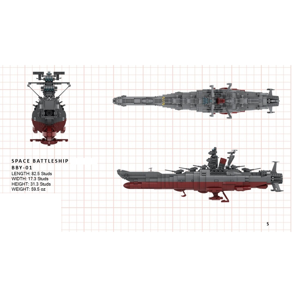 Custom MOC-81382 Star Blazers Space Battleship Yamato 2199 Model with Stand (2163PCS) Building Toys Set Gift