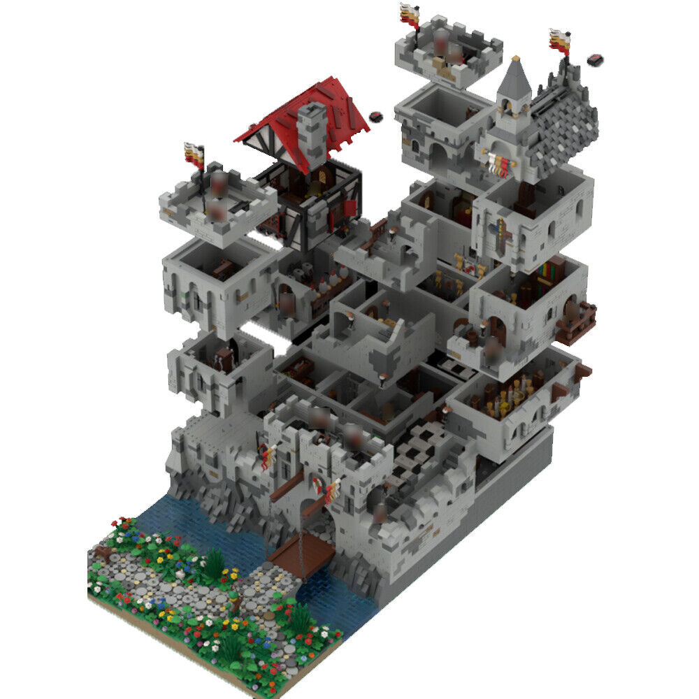 MOC-45559 Medieval Castle with Chapel with Defense Towers 12321 Parts-ZITIANYOUBUILD
