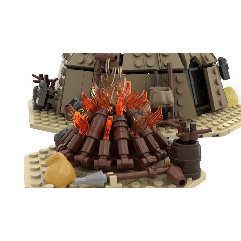 Custom MOC: C7770 Urtya Tent - Campfire/ Village on Tatooine 560 Parts-ZITIANYOUBUILD