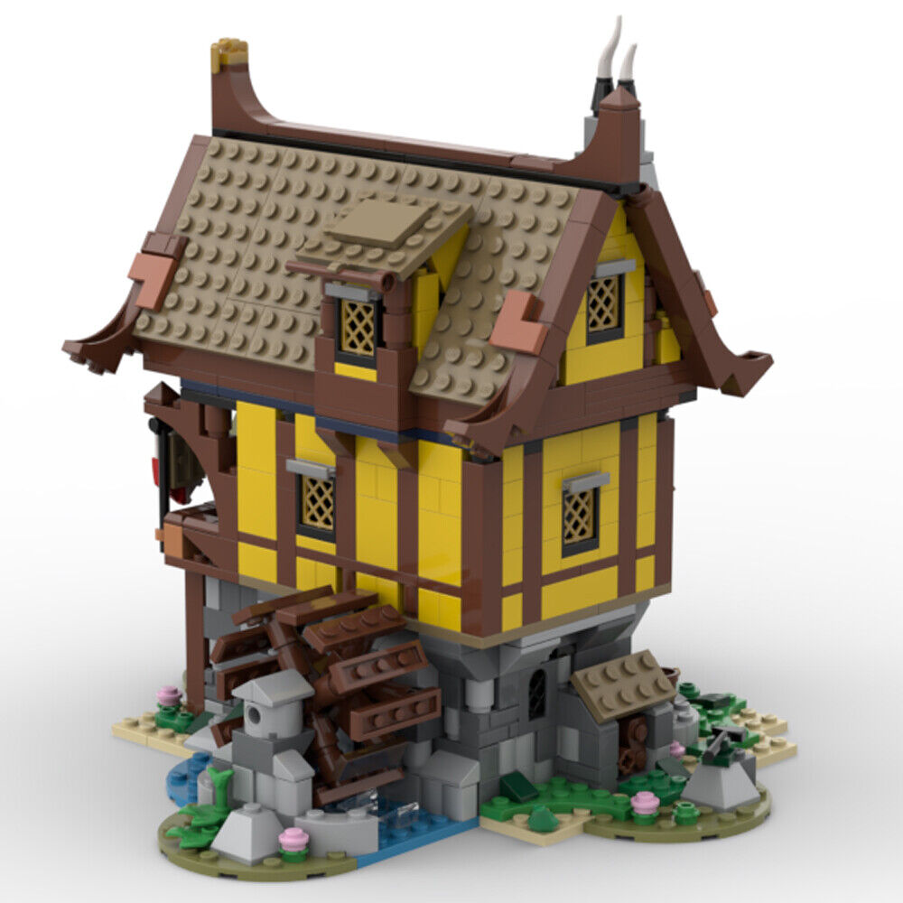 MOC-162450 Medieval Watermill with a Full Interior Modular Building 997 Parts-ZITIANYOUBUILD