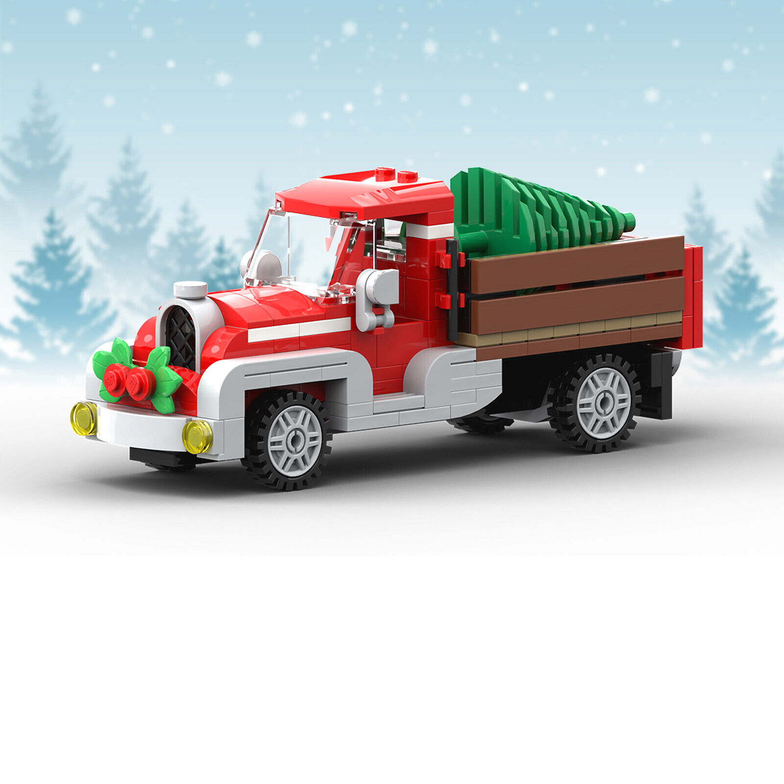 Custom MOC: C2684 Old Red Truck Set 189 Parts Parts for Kids Gift for Christmas-ZITIANYOUBUILD