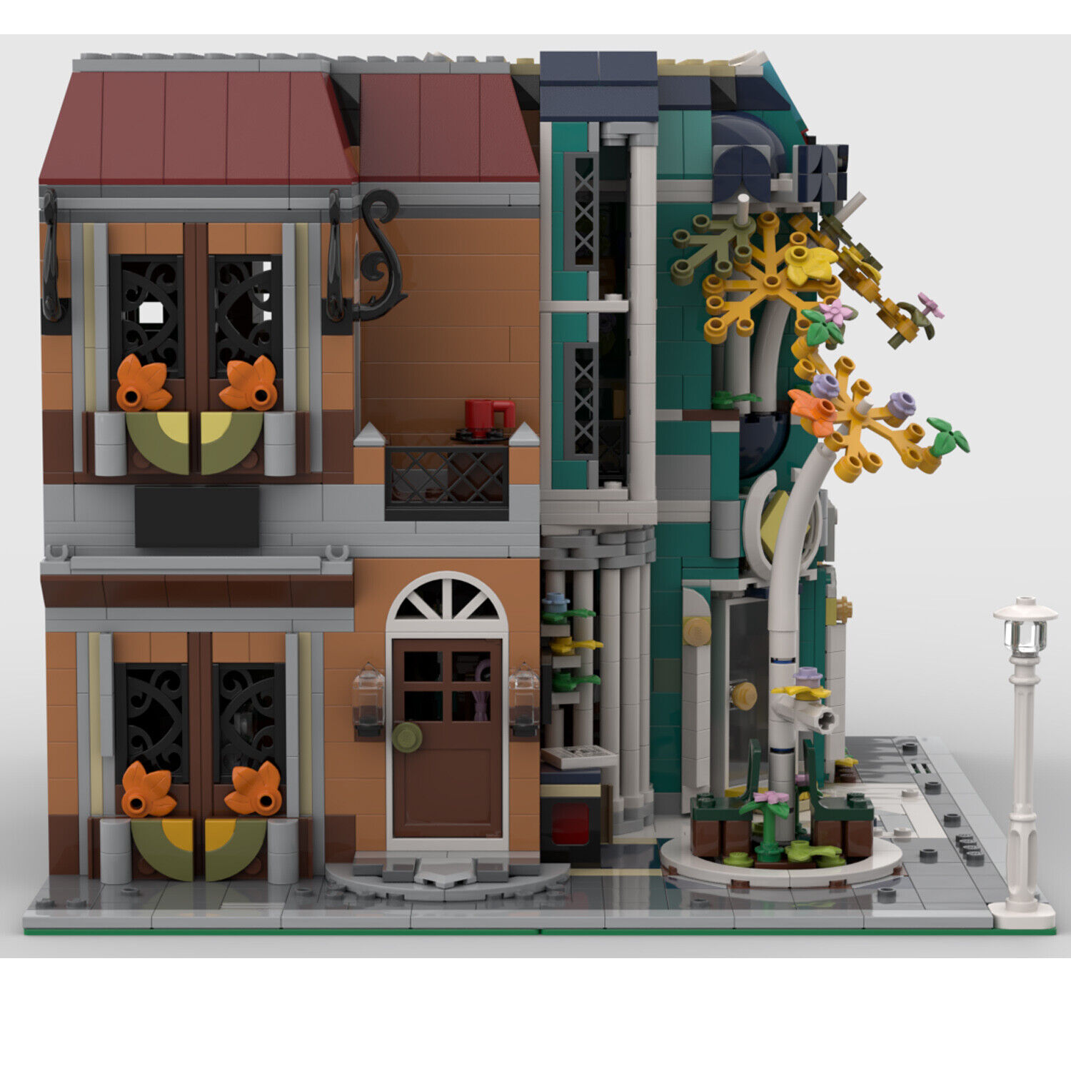 MOC-56446 Corner Build: Art Gallery & Antique Shop with Interior 2045 Parts-ZITIANYOUBUILD