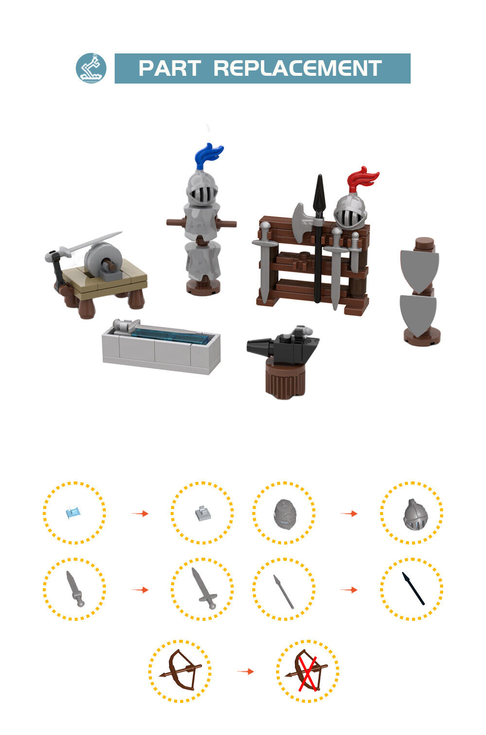 C9160 90 Parts Blacksmith Accessories for Medieval Blacksmith 21325 & 10193-ZITIANYOUBUILD