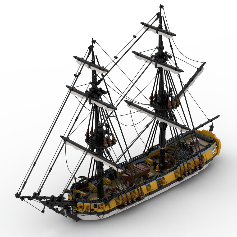 MOC-134008 14-gun Sloop Rigged Ship with 2 Masts and Interior 3233 Parts-ZITIANYOUBUILD