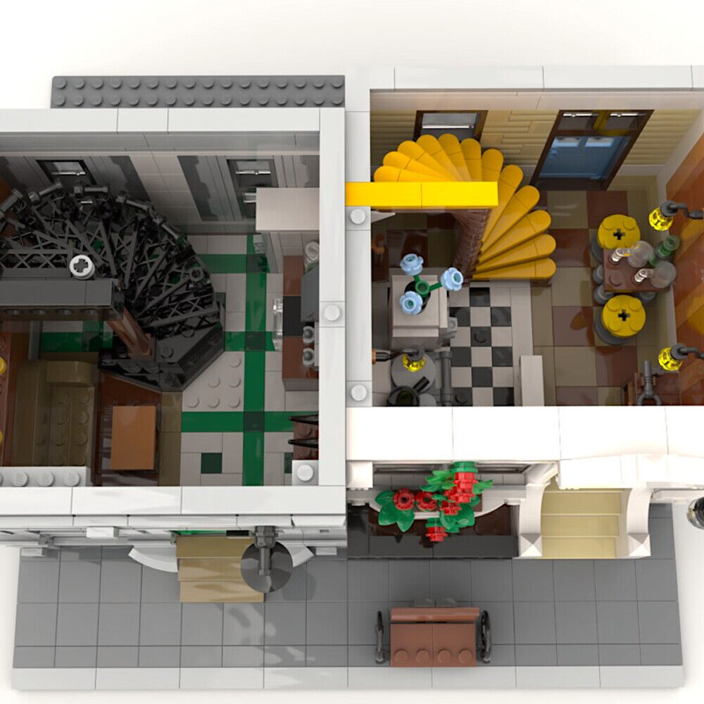 MOC-71914 Modular Building: New Block City Two Housing with Interior 3173 Parts-ZITIANYOUBUILD