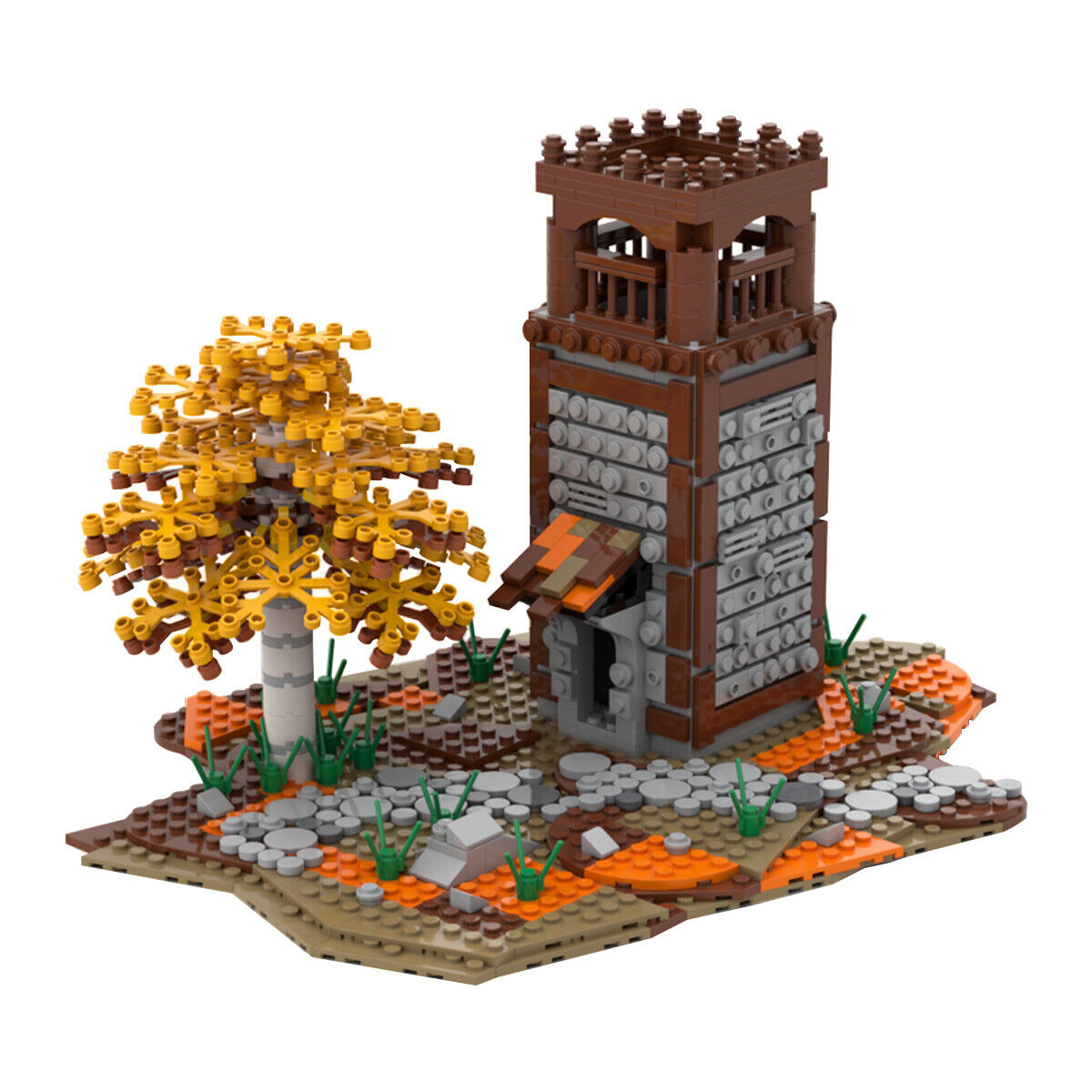 C4739 Medieval Watch Tower Model with Tree Building Toys Set 853 Parts-ZITIANYOUBUILD