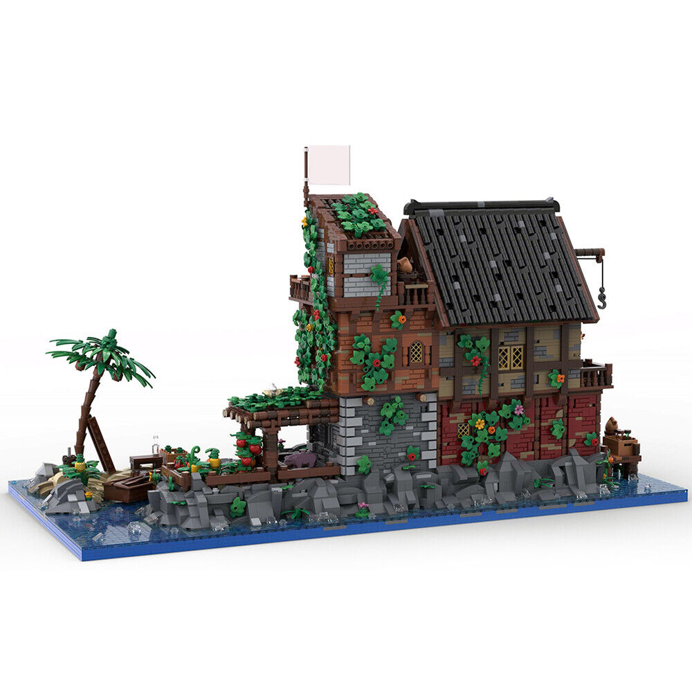 MOC-126702 Medieval Pirate's Refuge on Island with Interior 8624 Parts-ZITIANYOUBUILD