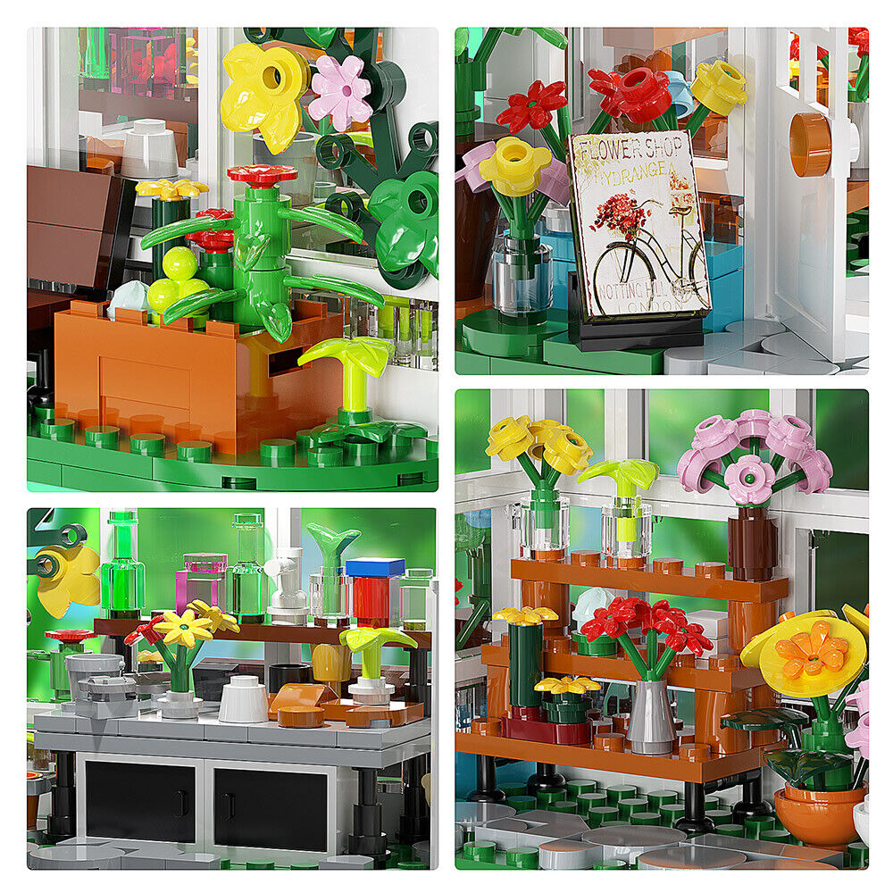 F-C9064 Modular Flower House with LED Lighting Kit Original Box 598 Parts-ZITIANYOUBUILD