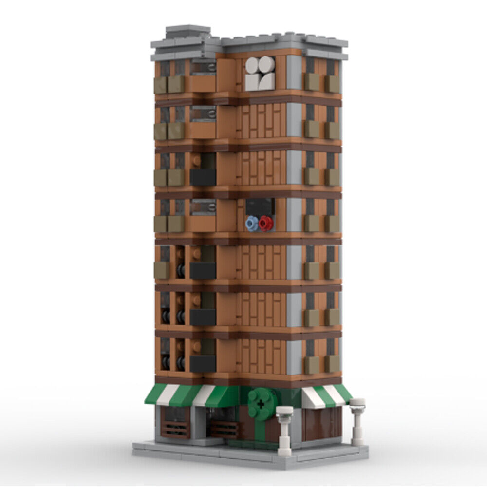 MOC-153217 Modular Apartment Building Blocks Street View Set 1472 Parts Gift-ZITIANYOUBUILD