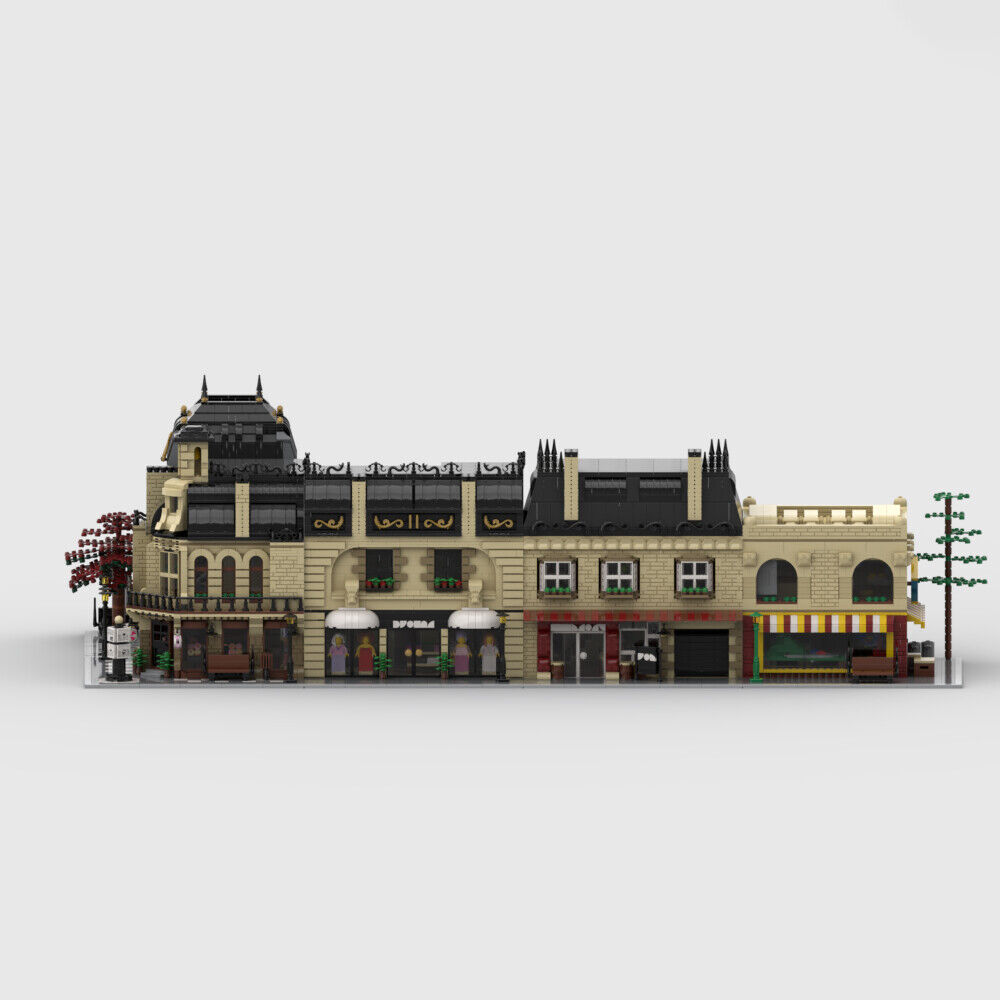 MOC-154649 Modular Old Street with 5 Buildings and a Transport Truck 13358 Parts-ZITIANYOUBUILD