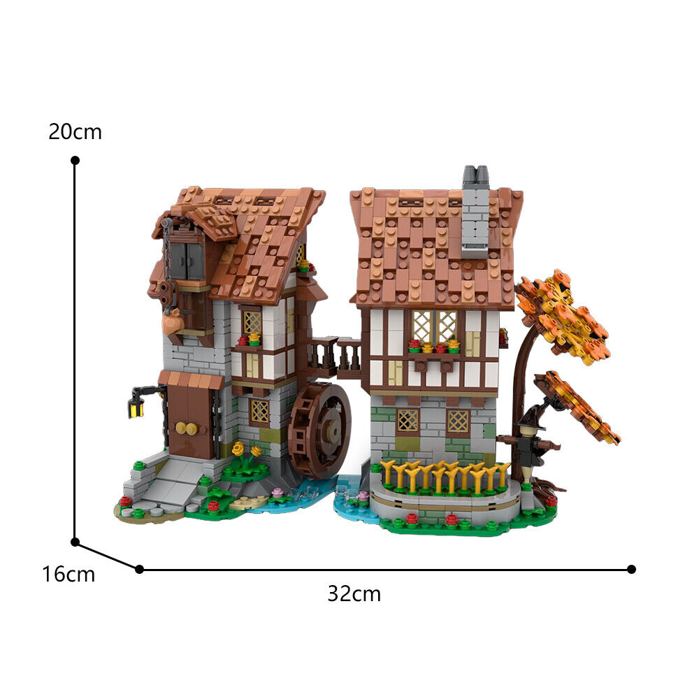 C9161 Medieval Watermill Modular Building Model 1235 Parts for Collection-ZITIANYOUBUILD