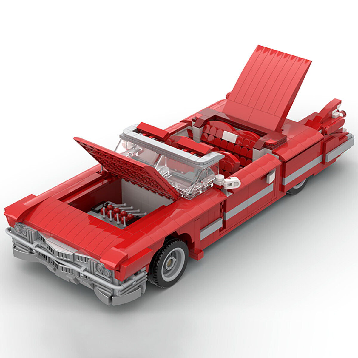 C4986 62 Series 1959 Convertible Luxury Car Red with Interior 1172 Parts-ZITIANYOUBUILD