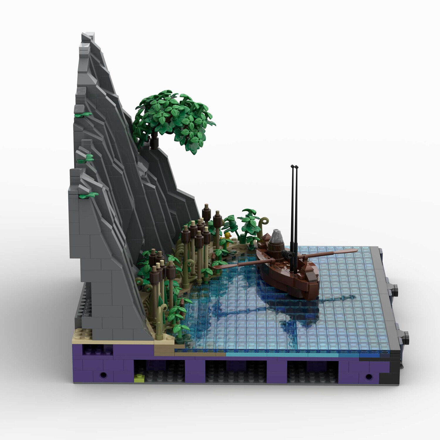 MOC-130511 Shore and Boat Diorama for Your Medieval Castle 1626 Parts Gift-ZITIANYOUBUILD