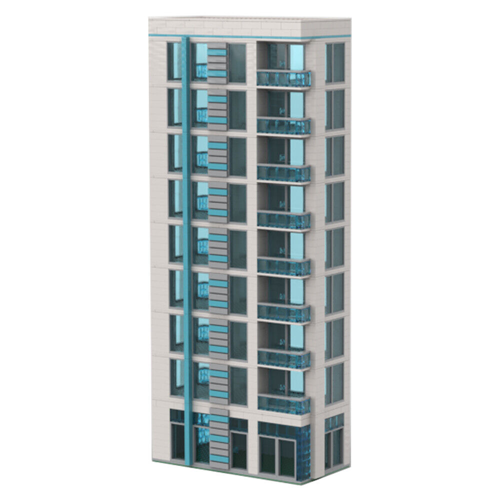 MOC-112435 Blue and White Skyscraper Model Modular Building 1575 Parts Gift-ZITIANYOUBUILD