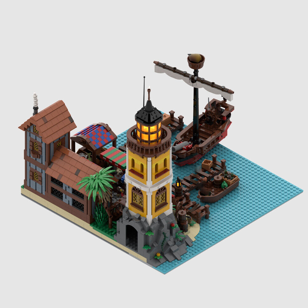 MOC-152423 Modular Harbor Medieval Architecture for Pirates World 2155 Parts-ZITIANYOUBUILD