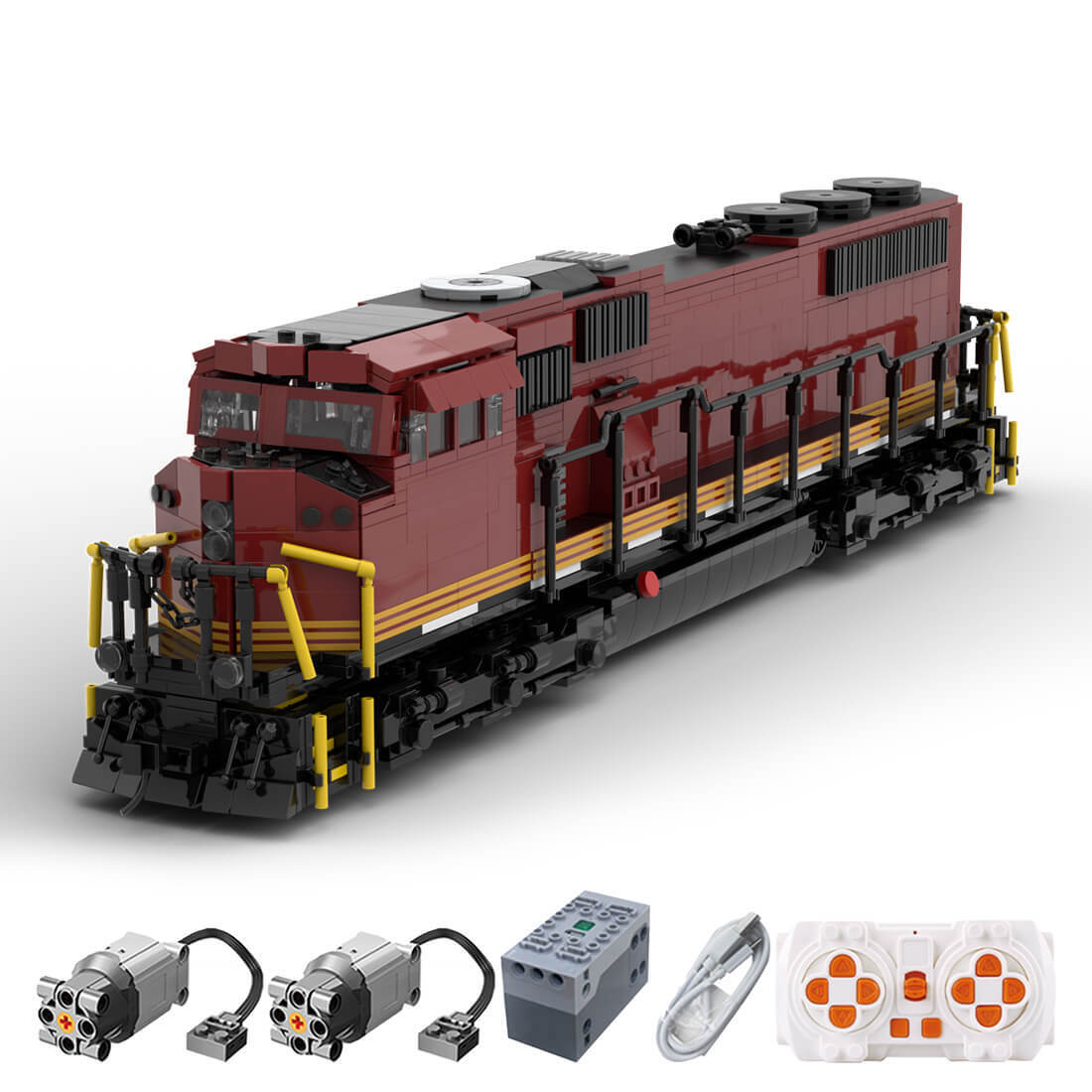 Custom MOC-147542 Red River Valley & Western (RRVW) SD70MAC: EMD’s SD70MAC locomotive  Train 2065PCS
