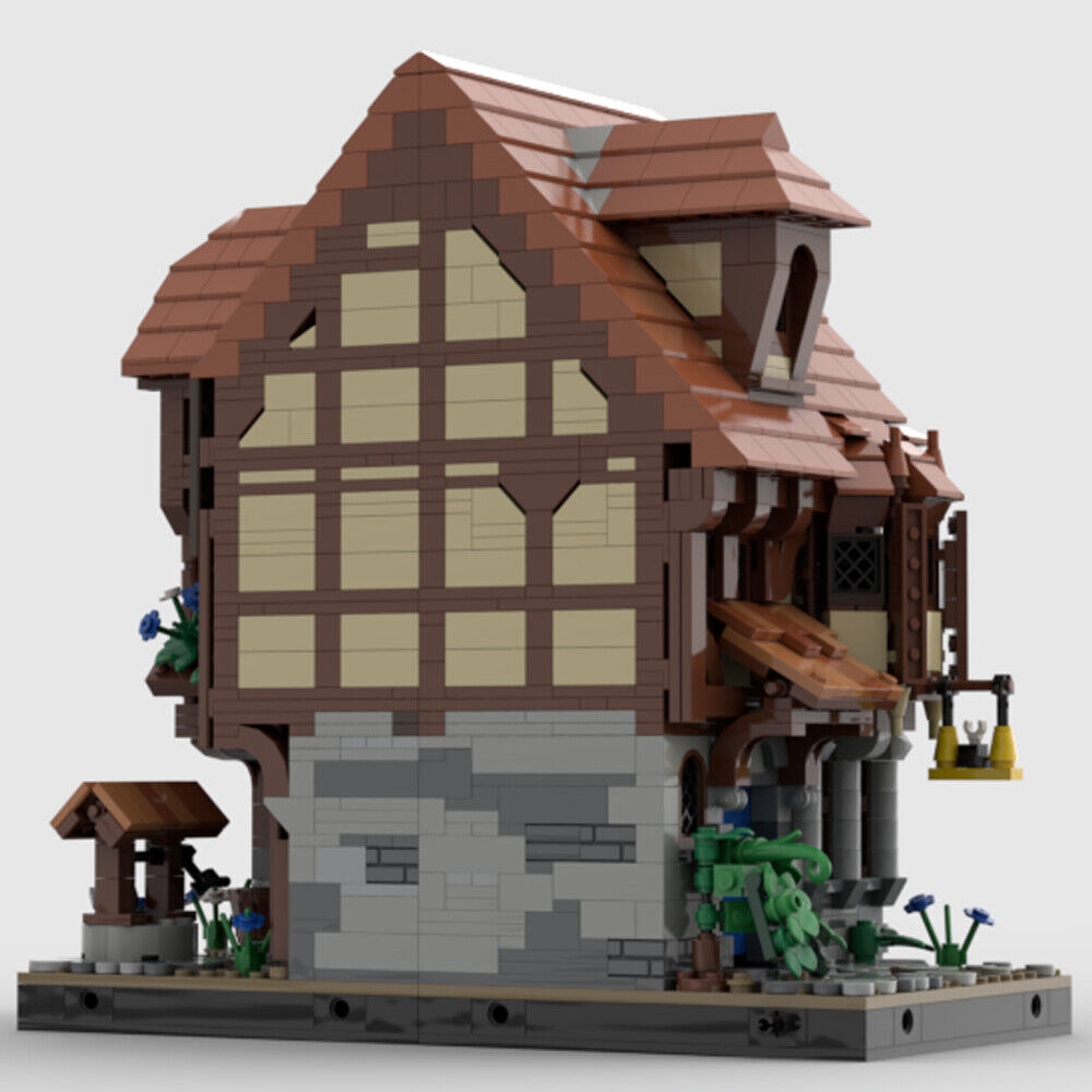 MOC-124797 Modular Shoemaker with Interior for Medieval Town 2570 Parts-ZITIANYOUBUILD