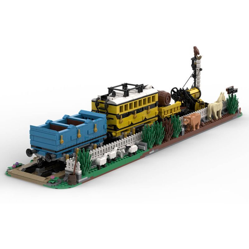 Custom MOC-176642 Stephenson's Rocket Display Set Locomotive Display Building Set (2327PCS)