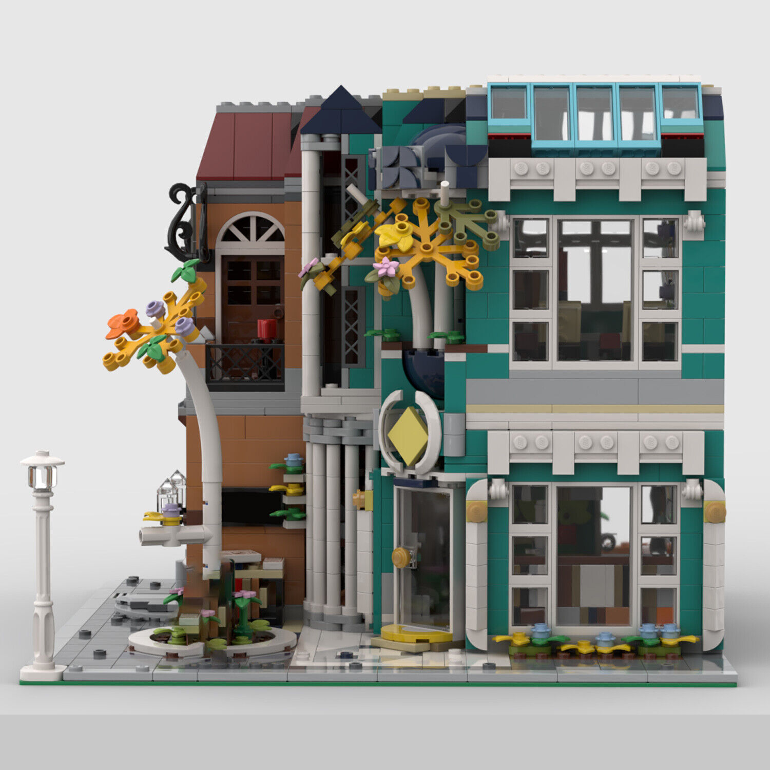 MOC-56446 Corner Build: Art Gallery & Antique Shop with Interior 2045 Parts-ZITIANYOUBUILD