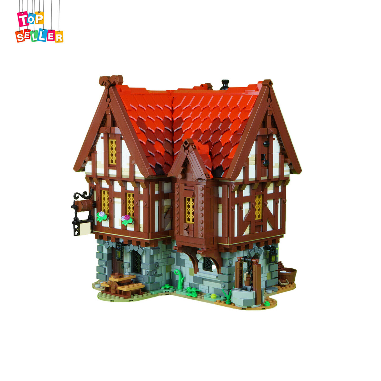C7464 Medieval Tavern Model with Interior Modular Building 2956 Parts for 21325-ZITIANYOUBUILD
