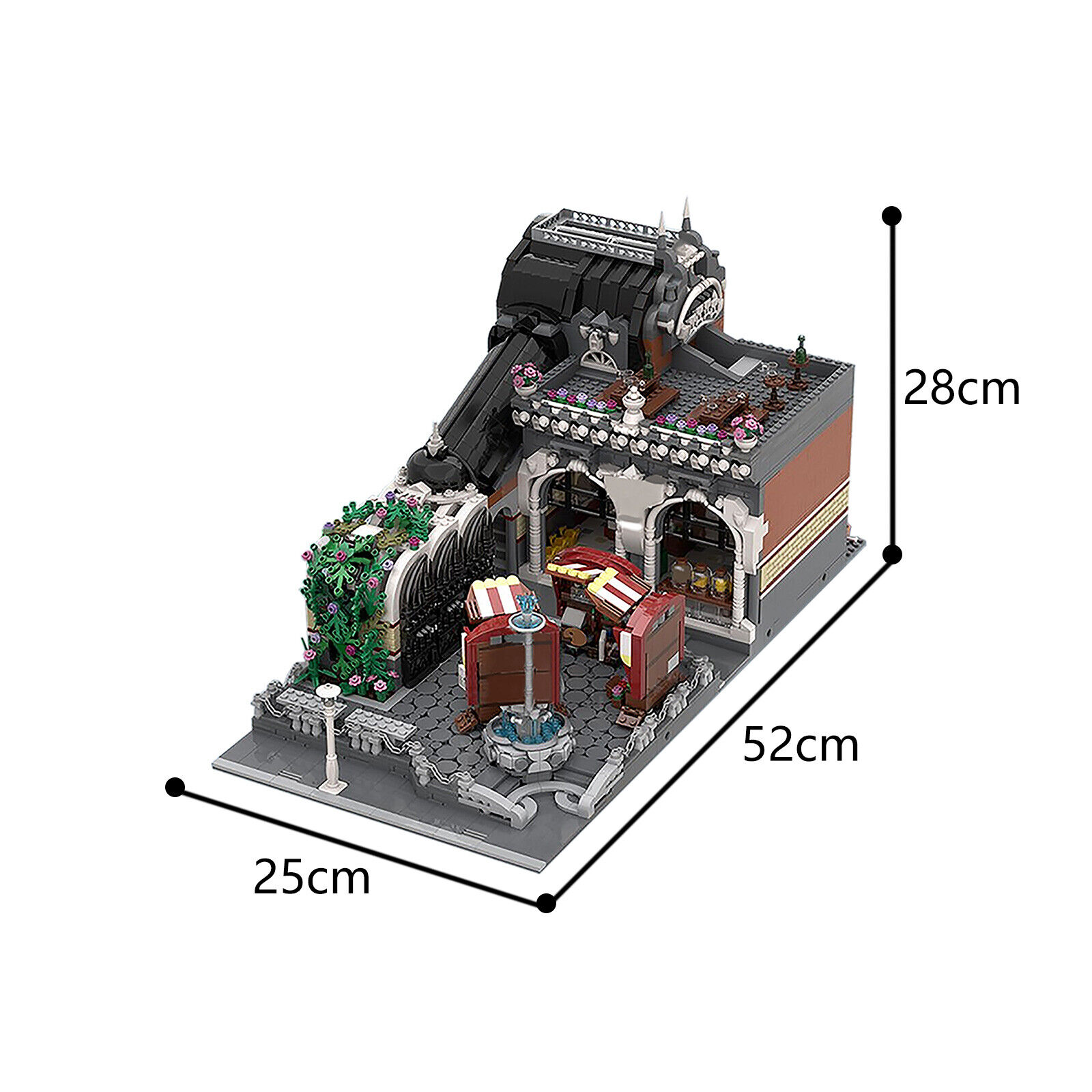 C5724 Modular Market with Square, Marble Fountain, Stone Benches 4689 Parts-ZITIANYOUBUILD