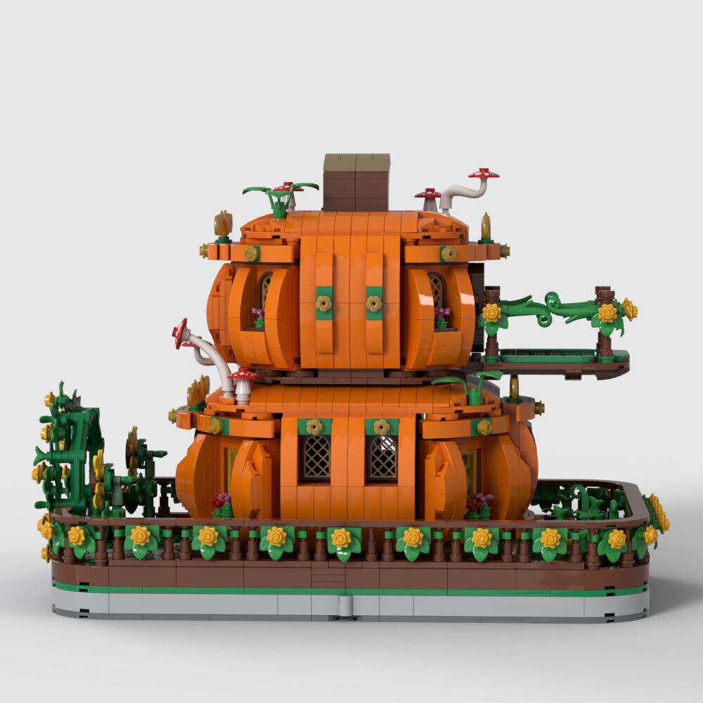 MOC-81916 Modular Two-Story Pumpkin House Model for Halloween 2280 Parts-ZITIANYOUBUILD