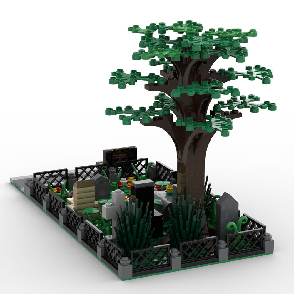 MOC-65701 CHURCH CEMETERY with Trees and Shrubs Building Toys Set 262 Parts-ZITIANYOUBUILD