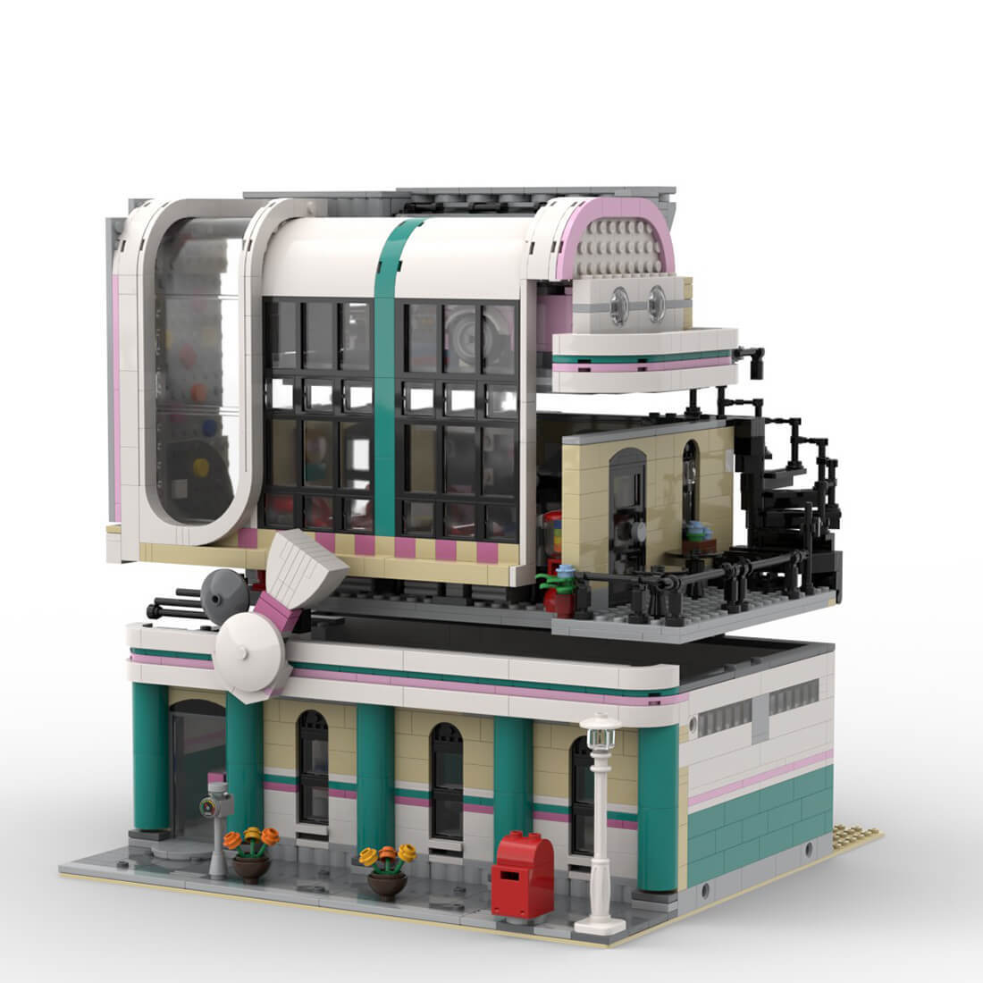 Custom MOC-58435 Jim's Bowling Alley & Diner Toys Gift for Christmas 2171Pcs