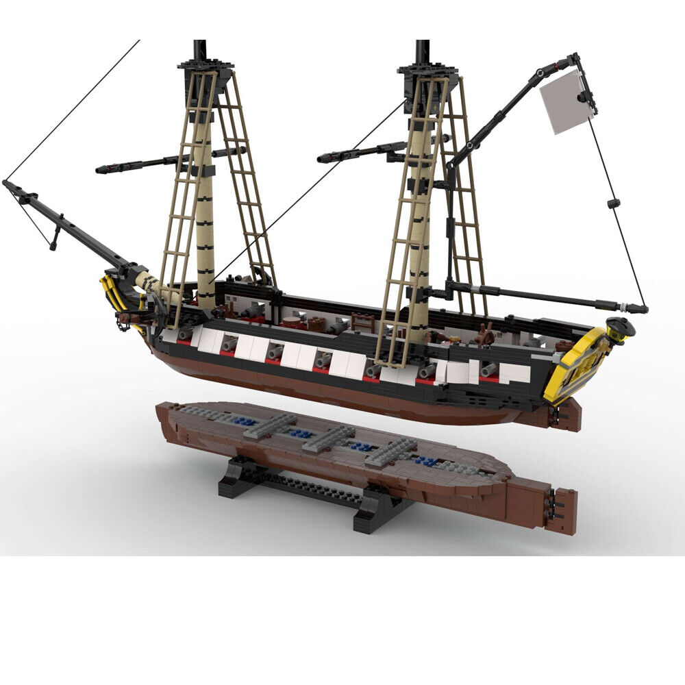 MOC-76499 Brig / 18-gun Flush-deck Brig-sloop for Pirates Theme 1690 Parts-ZITIANYOUBUILD