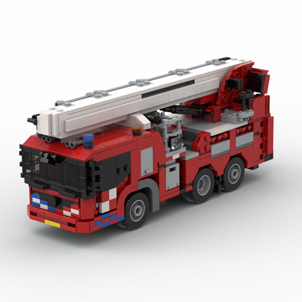 MOC-55291 Fire Truck Aerial Platform with Elevator and Cabin 864 Parts-ZITIANYOUBUILD